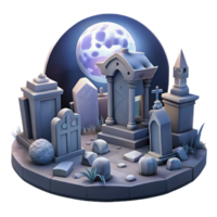 beautiful minimalist A desolate graveyard filled with crumbling tombstones and spectral figures, bathed in the cold light of a full moon. Illustrated in a gothic horror style genuine png
