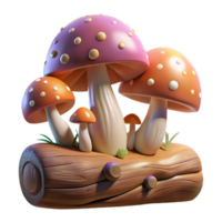 magnificent artistic A group of mushrooms growing on a fallen log, soft diffused light, fantasy art style 4K png