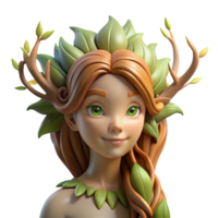 beautiful abstract A graceful dryad with bark-like skin and leafy hair, emerging from a tree trunk, illuminated by the soft sunlight filtering through the leaves. Art Nouveau style exclusive png