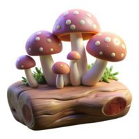 magnificent minimalist A group of mushrooms growing on a fallen log, soft diffused light, fantasy art style exclusive png