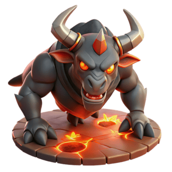 stunning classic A fearsome minotaur with glowing red eyes, charging through a labyrinth of obsidian, illuminated by flickering torchlight. Dynamic, action-oriented. Dark fantasy style detailed png