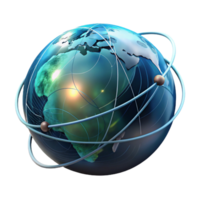 vibrant minimalist A holographic projection of Earth rotating slowly, lines of data streaming across its surface, dark, dramatic lighting, futuristic style genuine png