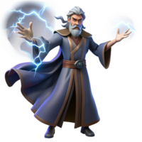 serene classic A powerful sorcerer summoning a storm of swirling energy, lightning crackling around his outstretched hands. Digital painting, dynamic lighting authentic png