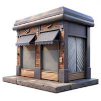 impressive modern A closed storefront with graffiti and boarded-up windows, urban decay, dim lighting, gritty realism authentic png