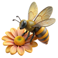 wonderful minimalist A close-up of a bee collecting pollen from a flower, with a detailed, macro photography style genuine png