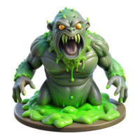 serene modern A grotesque, mutated creature with glowing green skin emerging from a toxic swamp. Lit by flickering swamp gas, depicted in a biopunk, horror style high quality png
