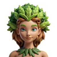 extraordinary rustic A beautiful dryad with bark-like skin and leafy hair emerges from a giant oak tree. Soft, dappled sunlight. Pre-Raphaelite style premium png