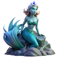 wonderful classic A serene siren, with shimmering scales and a captivating gaze, perched on a jagged rock amidst a stormy sea. Dramatic lighting and crashing waves. Romantic style high quality png