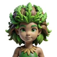 serene contemporary A beautiful dryad with bark-like skin and leafy hair merging with a giant oak tree, in a soft, fantasy art style professional png