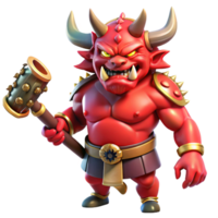 stunning artistic A powerful oni with crimson skin and horns, wielding a massive kanabo club. Intense, dramatic lighting. Japanese folklore style high quality png