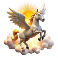 stunning vintage A graceful Pegasus soaring through the clouds, illuminated by the rays of the rising sun. Bright, optimistic lighting. Art Nouveau style high resolution png