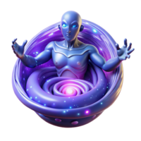 magnificent rustic A vibrant, swirling vortex of cosmic energy giving birth to a humanoid deity with constellations for skin, illuminated by nebulae, in a psychedelic style genuine png