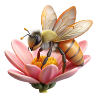 magnificent minimalist A close-up of a bee collecting pollen from a flower, macro photography, intricate details high quality png