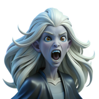 impressive vintage A mysterious banshee with flowing white hair, wailing in the moonlight. Eerie, atmospheric lighting. Celtic mythology style authentic png