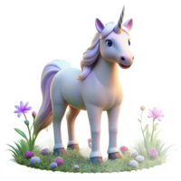 stunning modern A serene unicorn with a coat of pure white, its horn glowing with a soft, celestial light, standing in a field of glowing wildflowers. Soft, diffuse lighting. Romantic style genuine png