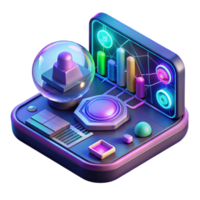 magnificent rustic A futuristic, holographic interface, displaying complex data visualizations and interactive controls. Cyberpunk style, neon colors, dynamic composition 4K png