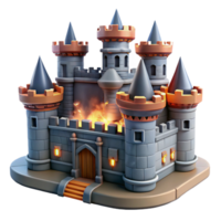 extraordinary modern A medieval castle under siege, dramatic action, realistic detail, smoky atmosphere professional png