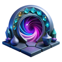 beautiful abstract A portal to another dimension, swirling with vibrant colors and strange geometric patterns, in a dark, futuristic laboratory. Surreal, abstract style, dynamic composition genuine png