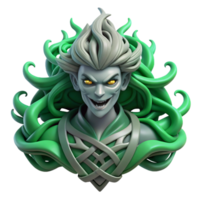 magnificent classic An intricate Celtic knotwork design transforming into a fearsome banshee with flowing hair of shadow, lit by ghostly green flames, in a graphic novel style high resolution png