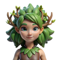 magnificent artistic A beautiful dryad with bark-like skin and leafy hair merging with a giant oak tree, in a soft, fantasy art style genuine png