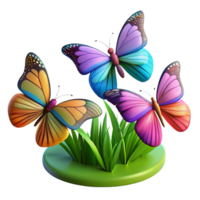 vibrant contemporary A group of butterflies migrating across a field, colorful and dynamic, nature photography premium png