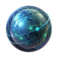 vibrant artistic A holographic projection of Earth rotating slowly, lines of data streaming across its surface, dark, dramatic lighting, futuristic style professional png