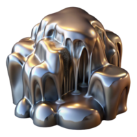 beautiful artistic A cascading waterfall of liquid mercury, reflecting distorted images in its surface, lit by dramatic chiaroscuro lighting, in a surrealist style detailed png