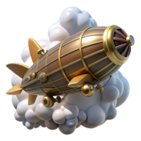elegant vintage A steampunk zeppelin, soaring through the clouds, intricate details, bright sunlight, majestic style detailed png