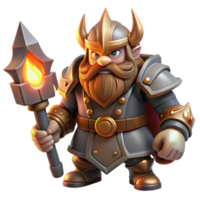beautiful creative A fierce, armored dwarf king holding a battle-axe, illuminated by torchlight, in a realistic fantasy style detailed png