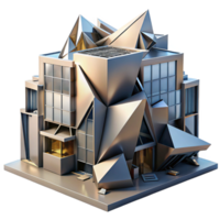 wonderful vintage Deconstructivist office building, fragmented shapes, sharp angles, metallic surfaces, dramatic lighting, abstract style detailed png