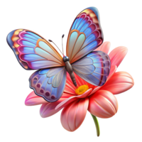 magnificent modern A delicate butterfly perched on a flower, its wings displaying intricate patterns, rendered in a vibrant, detailed style authentic png