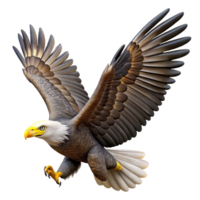 stunning abstract A majestic bald eagle soaring through the sky, its wings spread wide, rendered in a powerful, realistic style high resolution png