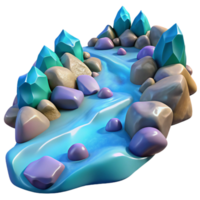 elegant vintage A crystal-clear mountain stream flowing over smooth, colorful stones, photorealistic style 4K png