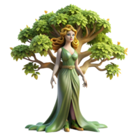 beautiful rustic An elegant dryad, merging seamlessly with an ancient oak tree, dappled sunlight filtering through the leaves. Soft, natural lighting. Pre-Raphaelite style exclusive png