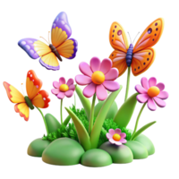 extraordinary classic A group of butterflies migrating across a field of wildflowers, vibrant colors, realistic style 4K png