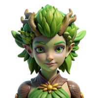 magnificent contemporary A serene dryad with bark-like skin and leafy hair, merging with a giant tree, illuminated by dappled sunlight. Mystical, ethereal, nature-inspired, 4k genuine png