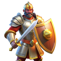 dramatic traditional A noble knight in shining armor, wielding a gleaming sword and shield. Heroic, bright lighting. Classical painting style authentic png