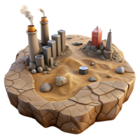 vibrant creative A desolate landscape with cracked earth and toxic fumes, muted color palette, post-apocalyptic style, gritty textures, hazy lighting high quality png