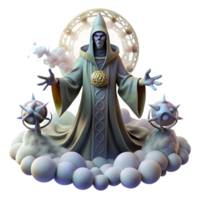 wonderful contemporary A wise oracle, surrounded by swirling mists and cryptic symbols, delivering a prophecy. Mysterious, atmospheric lighting. Symbolist style authentic png