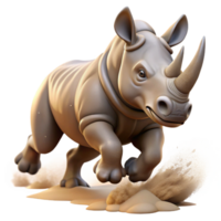 magnificent vintage A powerful rhinoceros charging across the African savanna, dust billowing behind it. Action-packed, dynamic style authentic png