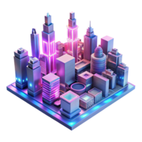 wonderful abstract A futuristic city skyline composed entirely of circuit boards and wires, illuminated by neon pink and blue lights, cyberpunk style authentic png