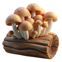 impressive abstract A cluster of mushrooms growing on a log, earthy tones, soft diffused light, nature photography style 4K png
