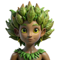 serene abstract A mysterious dryad with bark-like skin and leafy hair, emerging from a tree, lit by dappled sunlight. Symbolist style original png