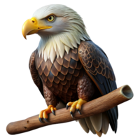 impressive traditional A regal bald eagle perched on a branch, with intense gaze, dramatic lighting, painted in a photorealistic style genuine png