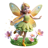 stunning minimalist A whimsical fairy with butterfly wings, dancing in a field of glowing flowers. Impressionist style, soft lighting authentic png