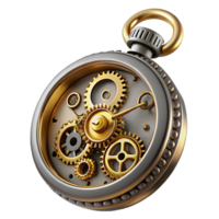 vibrant abstract A steampunk pocket watch, gold and silver, intricate gears and springs visible, macro photography, sharp focus, dramatic lighting detailed png
