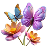 serene creative A group of butterflies fluttering around a flower, bright daylight, photorealistic style detailed png