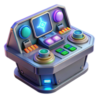 stunning vintage A futuristic control panel with glowing buttons and displays, complex and intricate, sci-fi style exclusive png