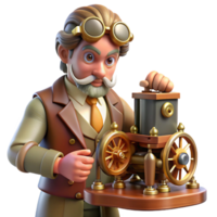 stunning minimalist A steampunk inventor, working on a complex machine, intricate details, workshop lighting, focused style exclusive png
