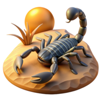 vibrant traditional A scorpion in the desert, harsh sunlight, detailed texture original png